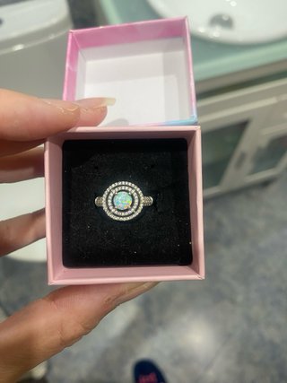 Anillo Plata 925 circonita y Ópalo Multicolor