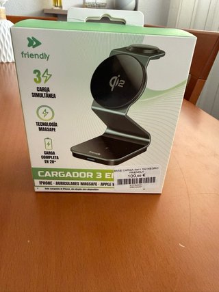 Cargador 3 en 1 Friendly iPhone, Auriculares y Wat
