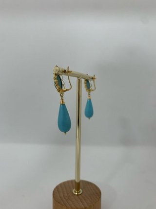 Pendientes Oro 18kl Coral Azul Ref. BIL-TRA1927