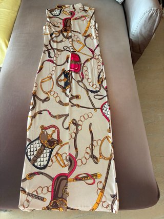 Vestido largo verano fiesta Talla S beige/rosa