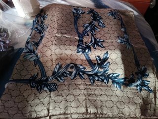 Fular 100% Seda 90x88cm Beige/Azul