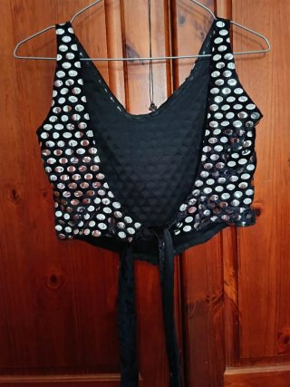 Blusa lentejuelas espalda abierta