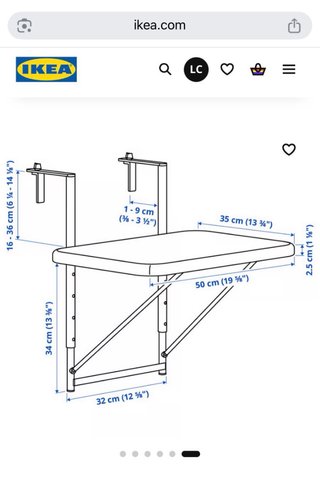 Mesa balcón Colgante IKEA TORPARÖ Blanca