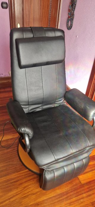 Butaca masaje y calor cuero negro