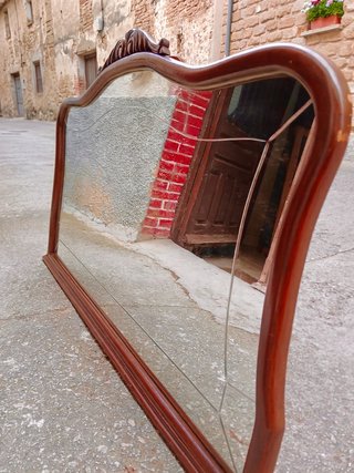 GRAN ESPEJO BISELADO CON MARCO DE MADERA