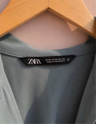 Abito Zara verde salvia plissé