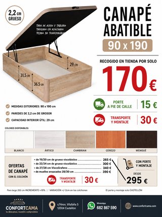 Canapé abatible Confortcama 90x190