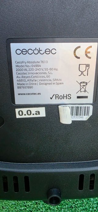 Cecotec Freidora de Aire Negra
