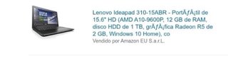Portátil Lenovo Ideapad Negro
