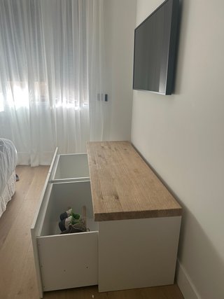 Mueble Banco de madera blanco con 2 cajones