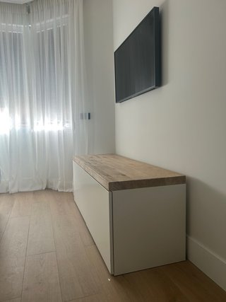 Mueble Banco de madera blanco con 2 cajones