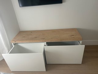 Mueble Banco de madera blanco con 2 cajones