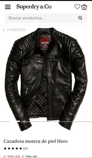 Cazadora Cuero Superdry Premium Negra