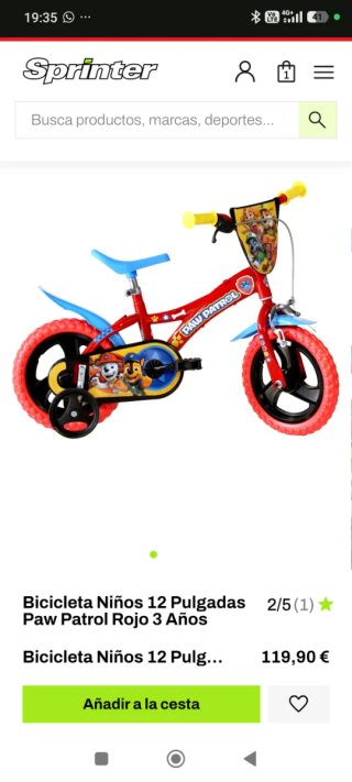 Bicicleta Paw Patrol 12 (3-5 años)