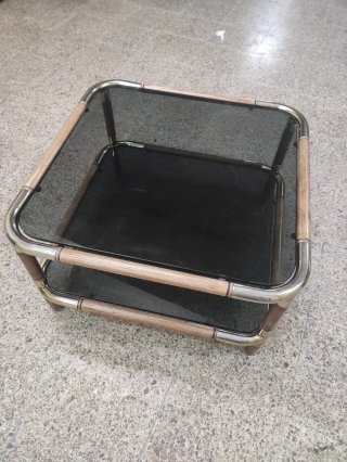 Mesa de centro cristal y madera