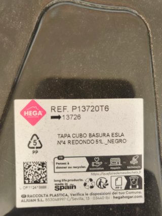 Tapa Cubo Basura HEGA 51L