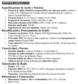 Amplificador AV Yamaha RX-V340RDS