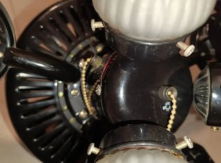 Ventilador de Techo Negro con Ratán