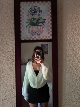 Rebeca corta blanca de punto
