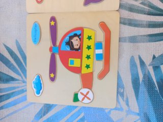3 Puzzle de Madera Cangrejo, helicóptero y gusano