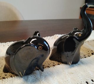 Pareja de Elefantes Decorativos Negros