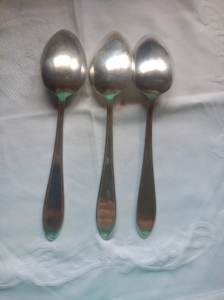 3 Cuchara antigua con baño de plata alemana GK100