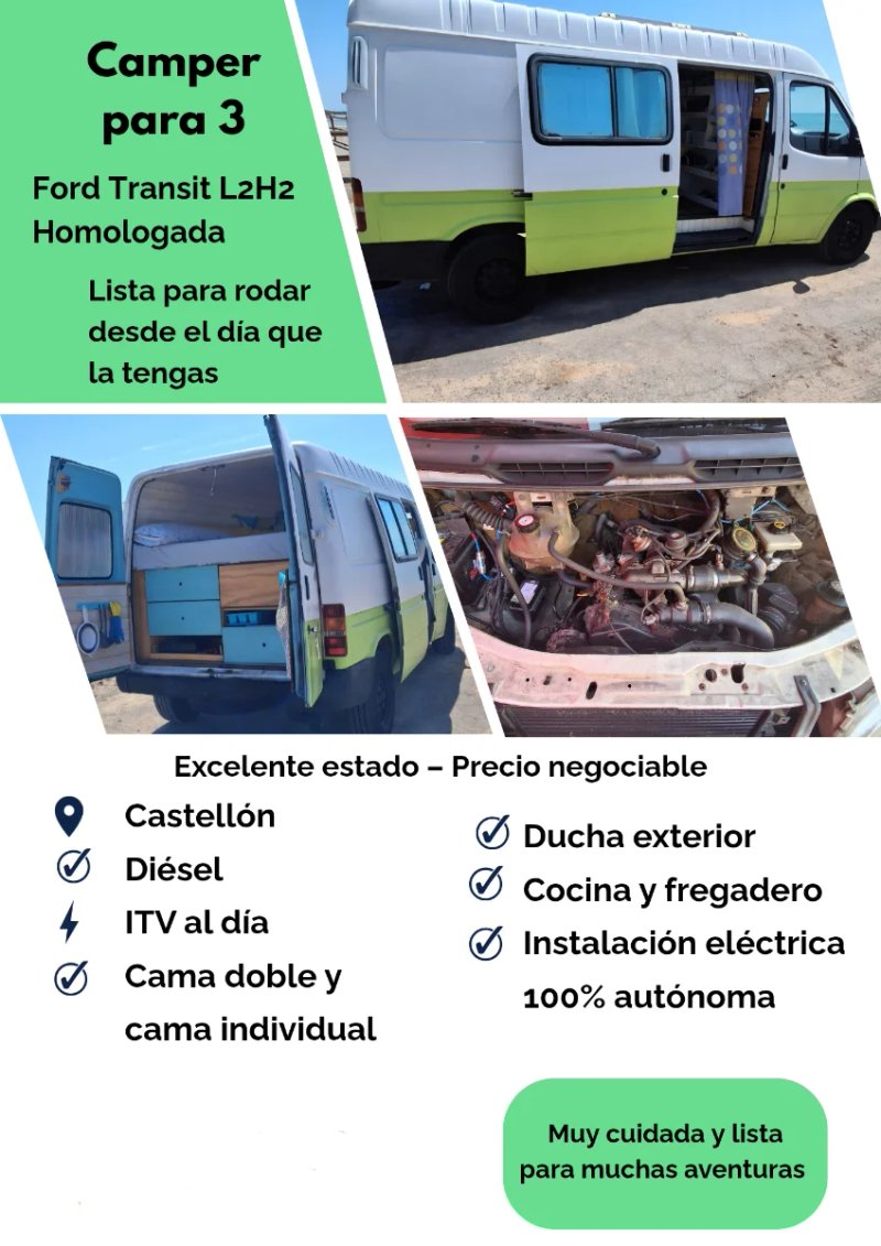 FORD TRANSIT L2H2 CAMPER HOMOLOGADA 3 PLAZAS - foto 1