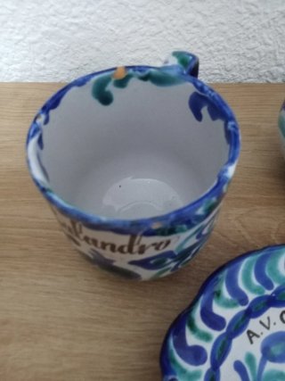 Piezas Cerámica Granadina: Jarra, Taza y cenicero