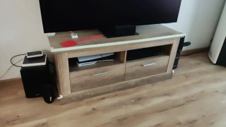 Conjunto muebles de salón en madera, mesa 6 sillas