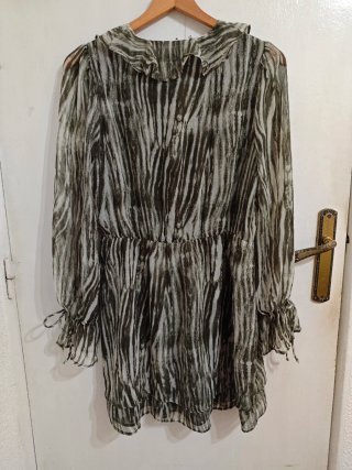 Vestido Mango gasa estampado cebra