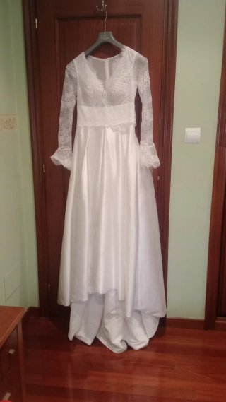 Vestido de Novia Blanco Encaje y Satén