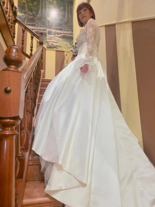Vestido de Novia Blanco Encaje y Satén