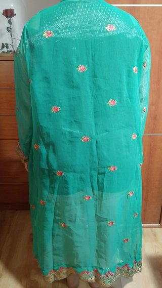 Kaftán Seda Kalami Rumi Verde y Rosa