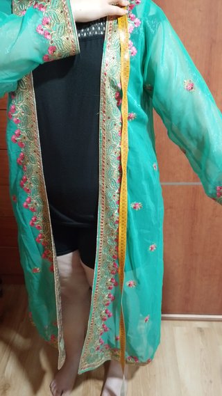 Kaftán Seda Kalami Rumi Verde y Rosa