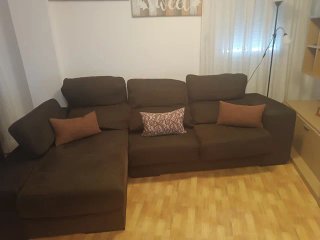 Sofá modular marrón tela