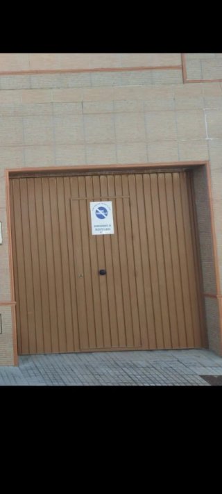 Puerta de garaje metálica con puerta peatonal