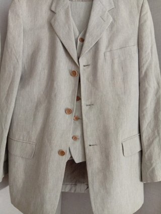 Traje Zara Hombre Chaleco Beige Rayas