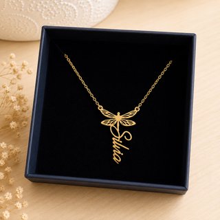 Colgante Libélula Silvia · Acero inoxidable dorado
