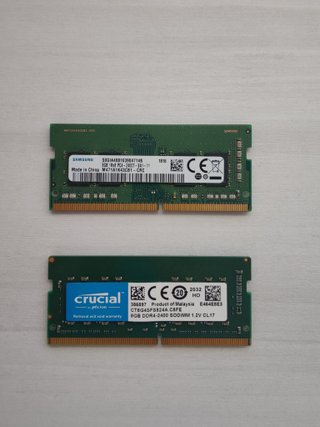 2x Módulos RAM 8GB Samsung y Crucial DDR4