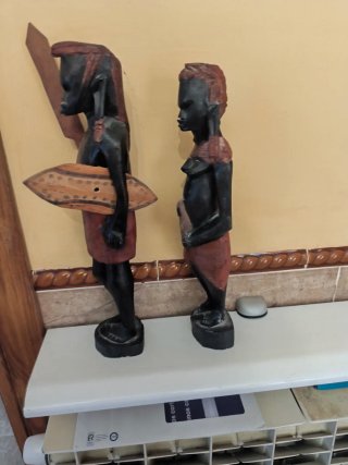 Figuras de madera guerreros africanos,vintage.