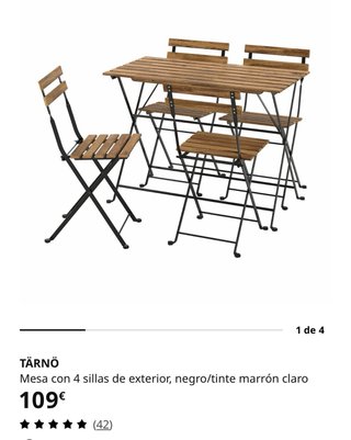 Mesa y 2 Sillas Terraza Ikea