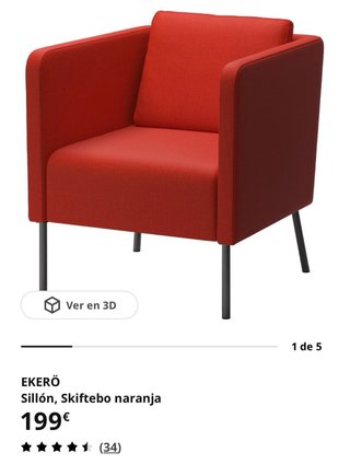 Butaca Ikea Roja Tela