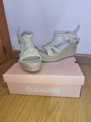 Cuñas esparto Graceland beige/blancas