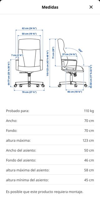 Silla giratoria Millberget Negra