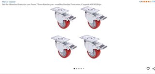 Set 4 Ruedas Giratorias con Freno 75mm