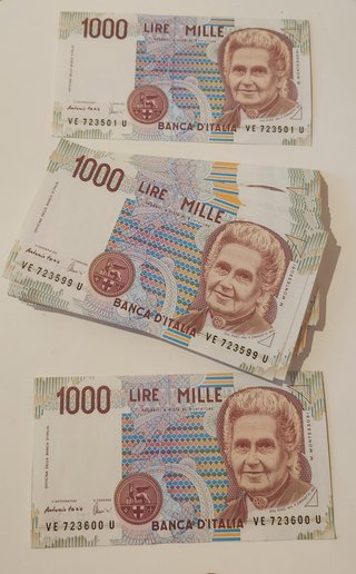 99 pezzi Lire 1000 Montessori Serie Consecutiva VE
