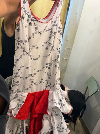 Vestido Flamenca Blanco y Rojo