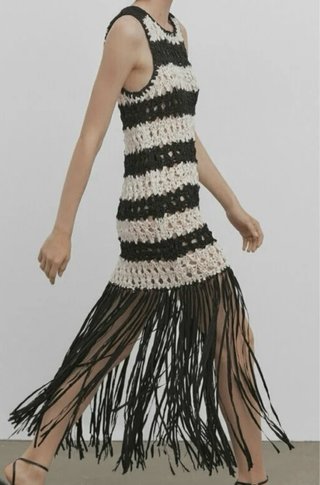 Vestido Massimo Dutti crochet rayas