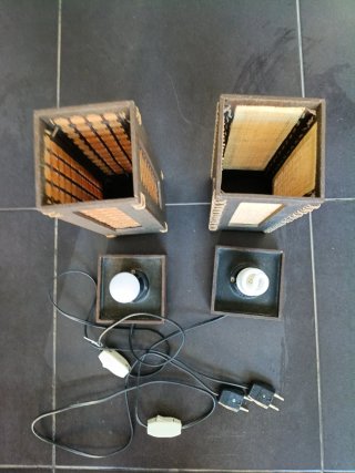 Lámpara rústica de madera y bambú