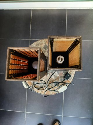 Lámpara rústica de madera y bambú
